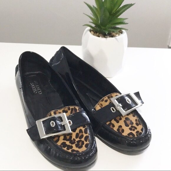 Franco Sarto Shoes - Franco Sarto Large Buckle Shilo Cheetah Calf Hair Printed Flats Womens size 7